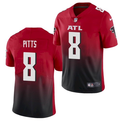 Men's Atlanta Falcons #8 Kyle Pitts Red and Black NFL 2021 Draft Vapor Untouchable Limited Stitched Jersey Men's Atlanta Falcons #8 Kyle Pitts Red and Black NFL 2021 Draft Vapor Untouchable Limited Stitched Jersey